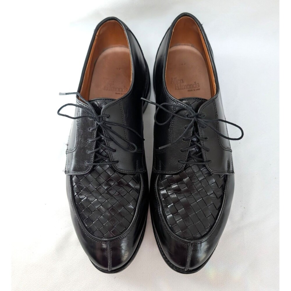 Allen Edmonds Hersey Basket Weave Split Toe Leather Oxford Mens Shoes 10 E Black
